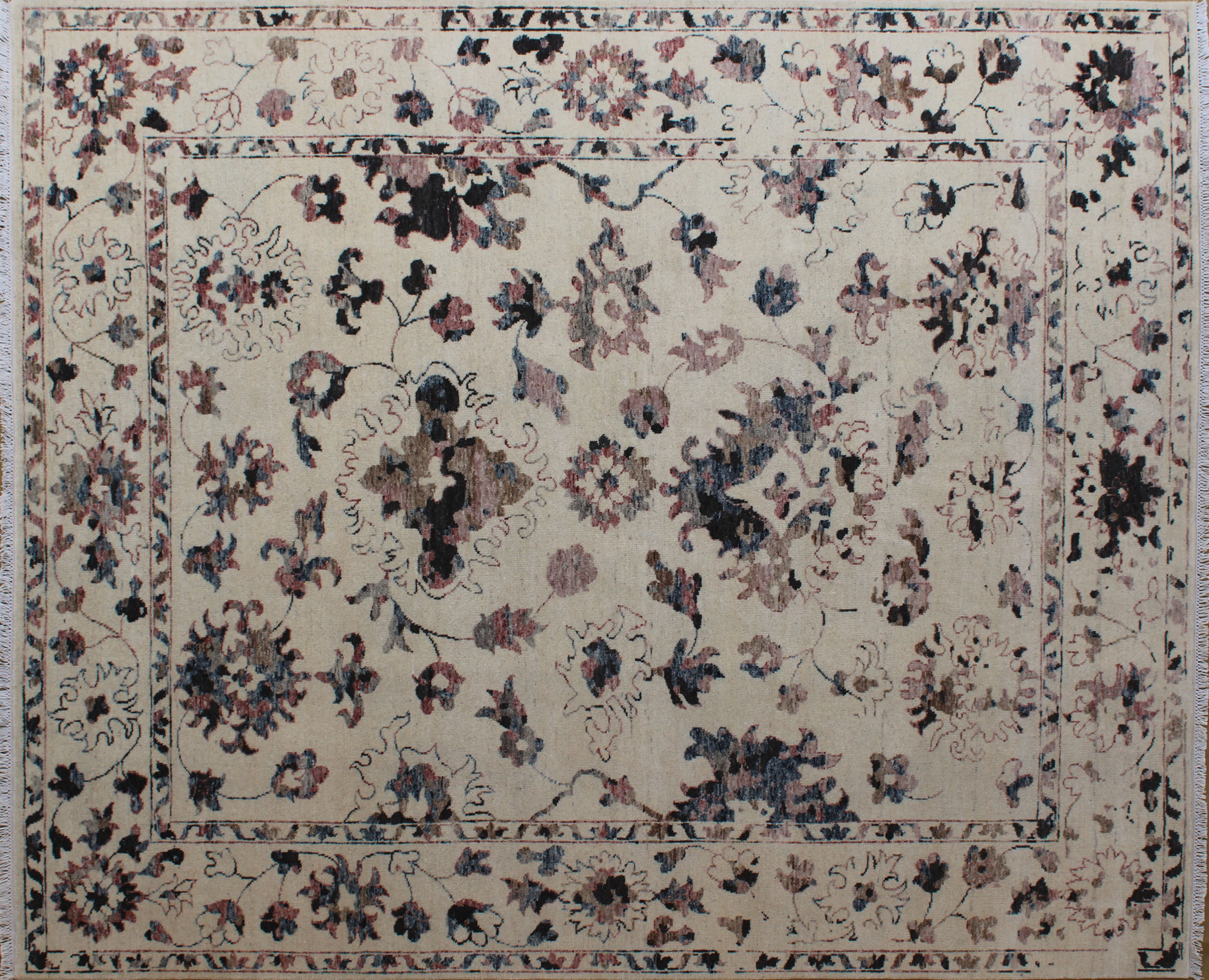 Ivory Patterned Style Rug 8ft x 10ft - Handknotted Carpet Manufacturer Mirzapur
